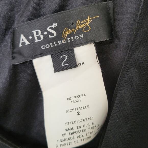 ABS by Allen Schwartz Dress Sz 2 Smock Neck Bow Black Ruffle Sleeve Classic - Picture 3 of 8